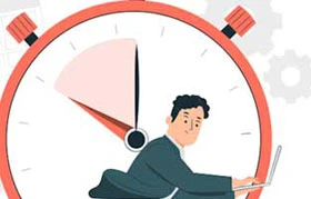 man racing against the clock