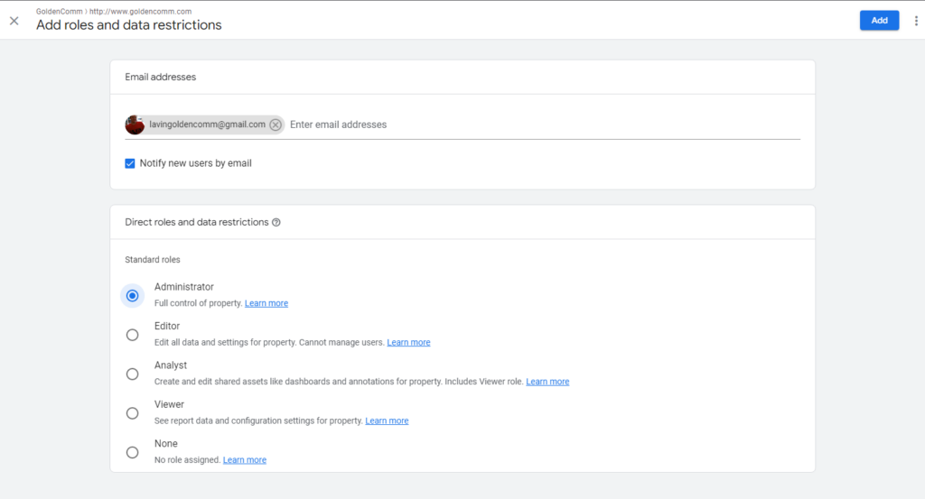 Google Analytics Permissions